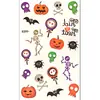 Pegatinas de Tatuaje de Halloween Maquillaje Impermeables Pegatinas Temporales Araña Murciélago Calabaza Calavera Tatuajes Oscuros de Halloween