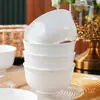 Conjunto completo de louças domésticas, tigelas e pratos de cerâmica de grau alimentício, tigelas de porcelana branca, tigelas de arroz, frete internacional, atacado, direto da fábrica