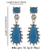 E15681 Pendientes Retro de Piedra de Gema Colorida en Forma de Gota de Agua para Mujer, Sensación de Alta Gama, Pendientes Largos con Pedrería, Estilo de Nicho, Joyería Transfronteriza