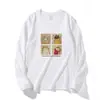 Estilo Nuevo Primavera y Otoño Gato de Dibujos Animados Americano Diseño de Letras Ropa Exterior Informal Versátil Holgada Top de Manga Larga para Mujer