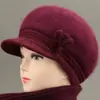 Sombrero de Lana de Conejo para Mujer Otoño e Invierno con Felpa Cálida para Personas de Mediana Edad y Mayores Protección Auditiva Protección contra el Frío Tejido Grueso para Exteriores