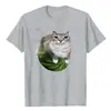 Camiseta Nueva con Estampado de Meme de Gato Sandía para Mujer, Moderna, Comercio Exterior, Holgada, Casual, Deportiva, Manga Corta