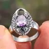 Joyería de Acero de Titanio Transfronteriza al por Mayor Anillo de Acero de Titanio para Hombre Retro Personalizado Europeo y Americano Ala Ángel Piedra Preciosa
