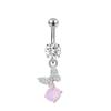 Nuevos Piercings para Ombligo Serie Rosa de Amazon Venta al Mayoreo Europeo y Americano de Venta Caliente Mariposa Zircón Colgante Anillo para Ombligo Joyería Piercing