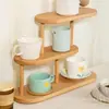 Estante de Almacenamiento de Muñecos Lego para Escritorio de Madera Estante de Almacenamiento de Cosméticos y Perfumes Madera Maciza Doble Capa Estante de Exhibición de Pasteles y Postres