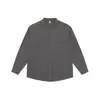 Camisa de Manga Larga Otoño 2026 para Hombre Bordado de Letras Solapa Tendencia Retro Japonés Color Sólido Chaqueta Casual Tendencia