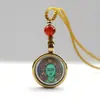 1.5 Pequeno Pingente Thangka de Aço Titânio Deus da Riqueza de Cinco Vias Deus da Riqueza Amarelo Thangka do Passado e do Presente Colar com Pingente