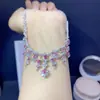 Venta al por mayor de fábrica Popular Collar de Zafiro Rosa Natural Plata S925 Incrustado Piedra Principal 3*4 Joyería de Lujo Venta Directa de Fábrica