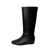 Botas de montar de cuero vacuno completo invisibles para aumentar la altura de la belleza de piernas largas 2026 invierno tacón medio punta cuadrada de cuero genuino caña alta botas largas para mujer