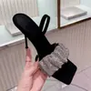 Sandalias de moda con tacón de aguja y pedrería, nuevo estilo 2026 para mujer, tacones altos negros populares para mujer