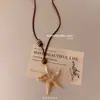 Collar Largo de Alta Gama Hecho a Mano Estilo Coreano Ins Temática Oceánica Estrella de Mar, Cadena para Suéter Retro Ajustable de Nicho