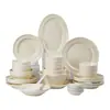 Conjunto de Tigela e Prato Cerâmico Novo Estilo Creme Roscado 2026, Louça Nova Simples para Uso Doméstico, Tigelas e Pratos para Casa Nova