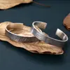 Venta al por mayor 990 pies plata personalidad hipster versión ancha Patrón martillado a mano pulsera de hombre patrón horizontal Joyería de plata tailandesa