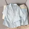 Conjunto de Pijama de Hilo de Algodón Nube para Hombre, Verano Manga Corta y Shorts, Delgado, Sencillo, Holgado, para Adolescentes y Jóvenes, Conjunto de Ropa para el Hogar