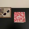 ¡Pequeña literatura y arte gris! Pañuelo Cuadrado Pequeño de Algodón Estampado Azul y Rojo Vintage Estilo Coreano Pañuelo Versátil de Alta Calidad