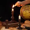 Suporte de Velas de Madeira Sólida Personalizado Criativo Estilo Coreano Marrom Vintage Desgastado Suporte de Velas de Madeira Decoração de Casa Base para Velas