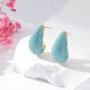 Aretes de Cobre con Microincrustaciones de Circonita en Forma de Gota de Agua, Moda Transfronteriza Estilo Simple, Diseño Abierto, Súper Brillantes, Aretes Estilo Celebridad de Internet
