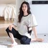Pijamas de Algodón Puro para Mujer Verano 2025 Nuevo Verano Pantalones Recortados de Manga Corta de Gama Alta Talla Grande Conjunto de Ropa de Casa para Mujer