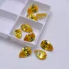 Gemas Amarillas Doradas en Forma de Lágrima al por Mayor, Circonias Sueltas en Forma de Pera para Joyería, Aretes, Colgantes y Accesorios