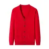 Cardigan de Tricô Casual com Gola V de Botão Único para Homem, Suéter Jaqueta Versátil de Cor Sólida com Manga Longa