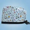 Gorro Quirúrgico Estampado de Algodón Puro, Ajustable, para Mujeres con Cabello Largo, Gorro Cubre-Cabeza para Dentistas y Cirujanos Orales, Exportación para Hombres con Parte Superior Redonda