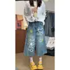 Jeans cortos con estampado de grafiti para mujer, nuevo estilo verano 2026, de cintura alta, holgados, pierna ancha, shorts de largo medio cuidadosamente seleccionados