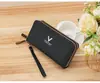 Billetera Larga de Gran Capacidad Estilo Coreano para Teléfono Móvil con Múltiples Ranuras para Tarjetas y Monedas, Bolso de Mano Plegable Doble, Cuero Suave de Doble Capa, Cremallera Plegable Doble, Cartera para Mujer