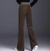 Pantalones de pana de otoño e invierno con terciopelo, fáciles de combinar, pantalones casuales holgados, pantalones de pierna ancha de talle alto para mujer, pantalones de pana cómodos para mujer