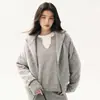 Estilo Clásico Sencillo Cachemir Tejido Mujer Cuello Redondo en U Manga Larga Holgado Capa Base Estilo Perezoso Lana Capa Base Suéter Mujer