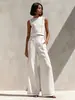 2026 Nuevo Conjunto de Pantalones de Pierna Ancha sin Mangas con Bloques de Color Estilo Europeo y Americano para Mujer, Conjunto Casual de Dos Piezas para Verano, Estilo de Moda Transfronterizo