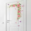 Fun-D93 Rosa Acuarela Enredadera de Rosas Mariposa Dormitorio Estudio Hogar Embellecimiento de Pared Pegatinas de Pared Mayoreo