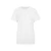 Atacado Transfronteiriço Verão Elegante 210g Fio 40 Algodão Puro Tamanho Grande Manga Curta Camiseta Feminina Slim Top com Ombro Direito