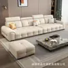 Sofá italiano minimalista de couro preto suporte zonal encosto completo couro resistente ao desgaste combinação de sofá de fileira reta para sala de estar grande