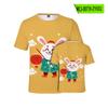 2023 Coelho Ano Adulto Camiseta Infantil Digital Estampada Camiseta Periférica Verão All-match Manga Curta Malha Casual de Secagem Rápida