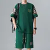 Nuevo Conjunto de Camiseta Grande Estilo Chino para Hombre, Conjunto de Dos Piezas de Pantalones Cortos Sueltos Finos de Manga Corta, Ropa Deportiva Casual Estilo Nacional de Verano