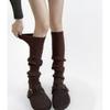 Calcetines Grises de Otoño e Invierno, Calcetines Gruesos de Canalé Cálido para Pantorrilla, Cubrepiernas Gruesos Retro Marrones, Cubrebotas en Capas para Mujer