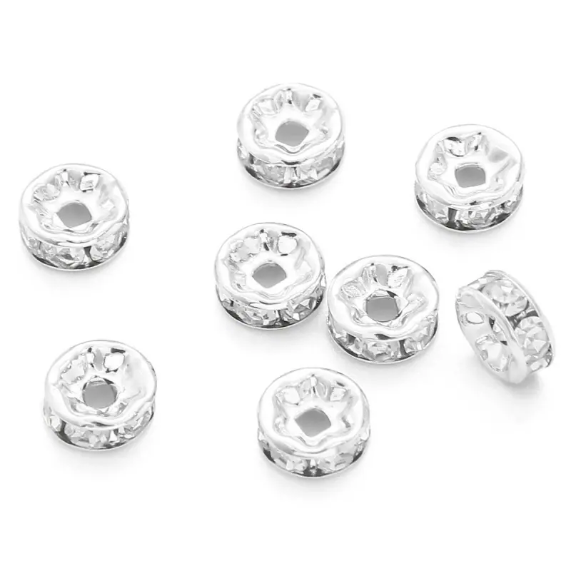 14k浅金18K包金色保色钻圈隔珠镶嵌锆石隔片手工手链diy