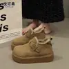 Couro Genuíno Solado Grosso Aumento de Altura Plus Veludo Sapatos Birkenstock Femininos Botas de Neve Quentes 2026 Inverno Novo Mocassins Slip-on Sapatos de Algodão