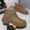 Zapatos de hombre, botas de trabajo de otoño e invierno, botas Martin británicas, zapatos casuales de cuero de caña alta, botas cortas de moda con suela gruesa, botas de cuero para hombre para exteriores