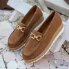 Novos Sapatos de Salto Baixo com Corrente de Metal Primavera 2026 Comércio Exterior Solado Grosso Tamanho Grande Slip-On Sapatos de Salto Plataforma Transfronteiriços para Mulheres