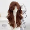 "Summer Latte" Peruca Frontal Totalmente de Renda para Mulheres, Mesmo Estilo de Xu Yan, Peruca Cacheada Castanha Caramelo Repartida no Meio