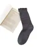 Calcetines de punto para mujer con borde de oreja de madera y doble costura hasta media pantorrilla, para otoño e invierno, calcetines holgados de punto suave y pegajoso con patrón de rombos, calcetines retro de encaje engrosados