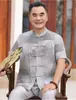 Traje Tang de Verano Modelo 2026 para Papá, Ropa de Verano de Manga Corta Suelta y Cómoda para Hombres de Mediana Edad y Ancianos, Conjunto para Personas Mayores