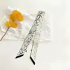 Cinta para el cabello de doble capa con estampado de letra C de longitud extendida, bufanda envolvente versátil, bufanda larga decorativa de seda para mujer