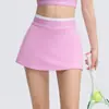 Falda corta deportiva transfronteriza de tenis para mujer, media falda de verano anti-exposición para fitness, falda corta de bádminton, conjunto de tenis para correr