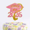 Enfeites para Bolo de Formatura 2026: Capelo e Topper de Diploma de Bacharel, Suprimentos de Decoração de Mesa de Sobremesa para Festa de Formatura
