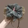 Goma para el pelo retro estilo coreano con encaje floral y lunares, goma para el pelo estilo francés para moños, accesorio versátil grande para el pelo