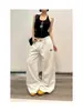 Pantalones Deportivos Casuales de Algodón con Estampado de Letras de Nicho, Pierna Recta, Ajuste Holgado, Versátiles, Pantalones de Pierna Ancha para Danza Jazz