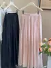 Saia Shimmering de Seda Ilha com Barra Larga para Mulheres, Novo Estilo Verão 2026, Saia Longa Roxo Elegante com Efeito Drapeado