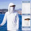 Fábrica Especializada en Suministrar Ropa de Protección Solar Transpirable de Seda de Hielo Ultra Delgada con Cubierta Facial Camuflada para Hombres para Pescar en Verano